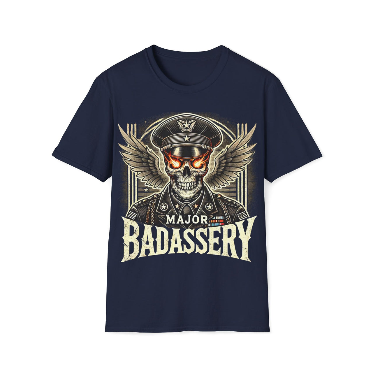 Macabre Threads Navy Dark Authority – Military Skull Shirt