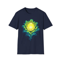 Macabre Threads Navy Orb Glow T-Shirt – Gothic Luminous Orb Graphic Tee