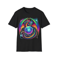 Macabre Threads Black Celestial Fury T-Shirt – Gothic Dragon Cosmic Orb Design