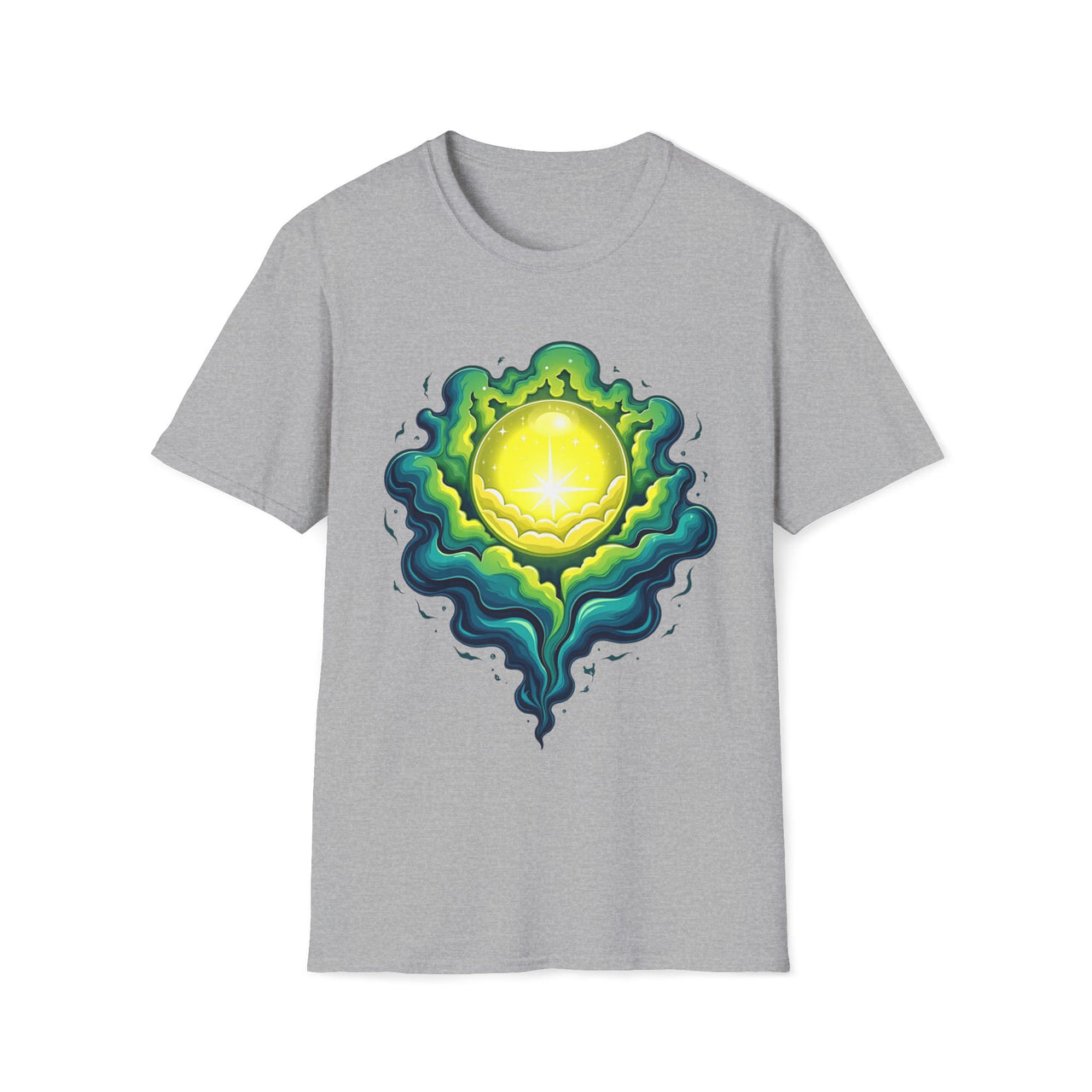 Macabre Threads Sport Grey Orb Glow T-Shirt – Gothic Luminous Orb Graphic Tee