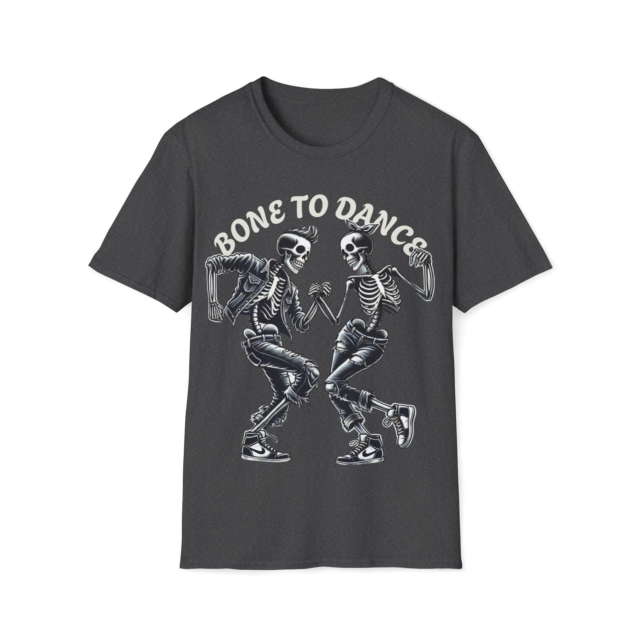 Macabre Threads Dark Heather Bone to Dance T-Shirt – Dancing Skeleton Gothic Tee
