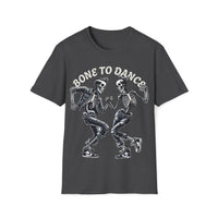 Macabre Threads Dark Heather Bone to Dance T-Shirt – Dancing Skeleton Gothic Tee