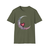 Macabre Threads Mystic Moon – Gothic Crescent Heart T-Shirt
