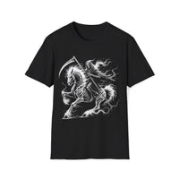 Macabre Threads Black Doomstead – Grim Reaper T-Shirt On Horseback