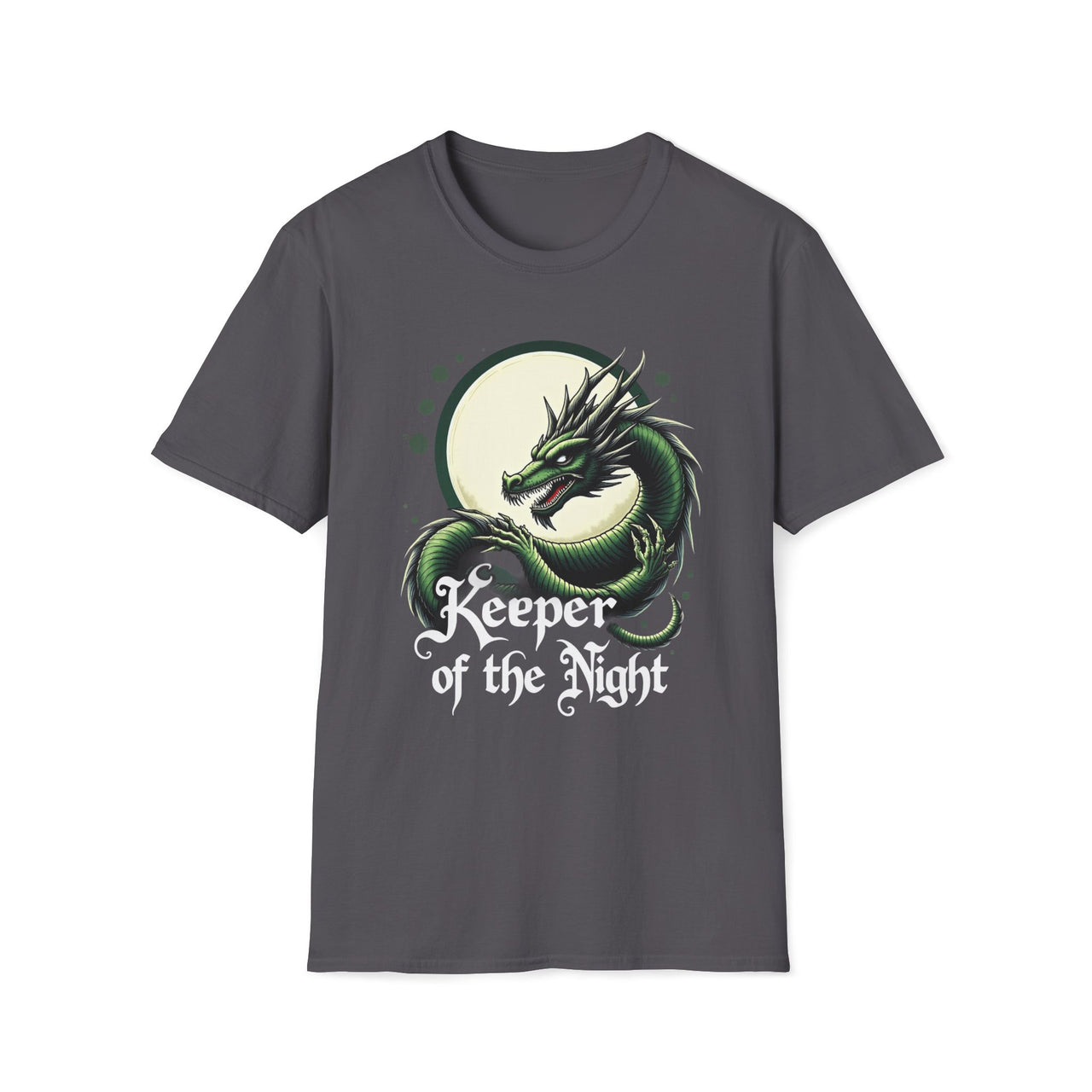 Macabre Threads Charcoal Night’s Sentinel T-Shirt – Gothic Dragon Graphic Tee