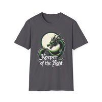 Macabre Threads Charcoal Night’s Sentinel T-Shirt – Gothic Dragon Graphic Tee