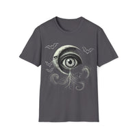 Macabre Threads Charcoal Eclipsed Gaze – Gothic Moon Eye T-Shirt