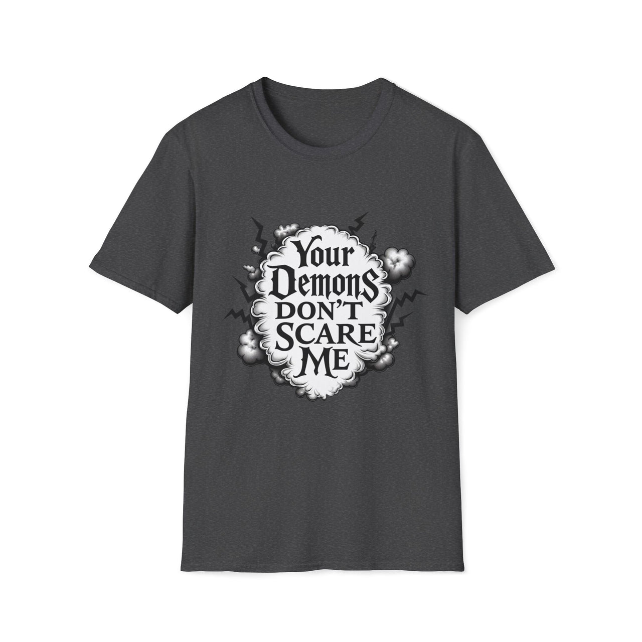 Macabre Threads Dark Heather Gothic Resolve T-Shirt – Your Demons Don’t Scare Me Tee