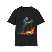 Macabre Threads Black Fiery Reaper – Chains of Flame T-Shirt