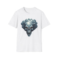 Macabre Threads White Skull Storm Lightning Skull T Shirt – Gothic Thunder Skull Tee