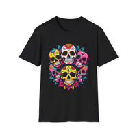 Macabre Threads Black Candy Skulls Sugar Skull T Shirt – Día de los Muertos Graphic Tee