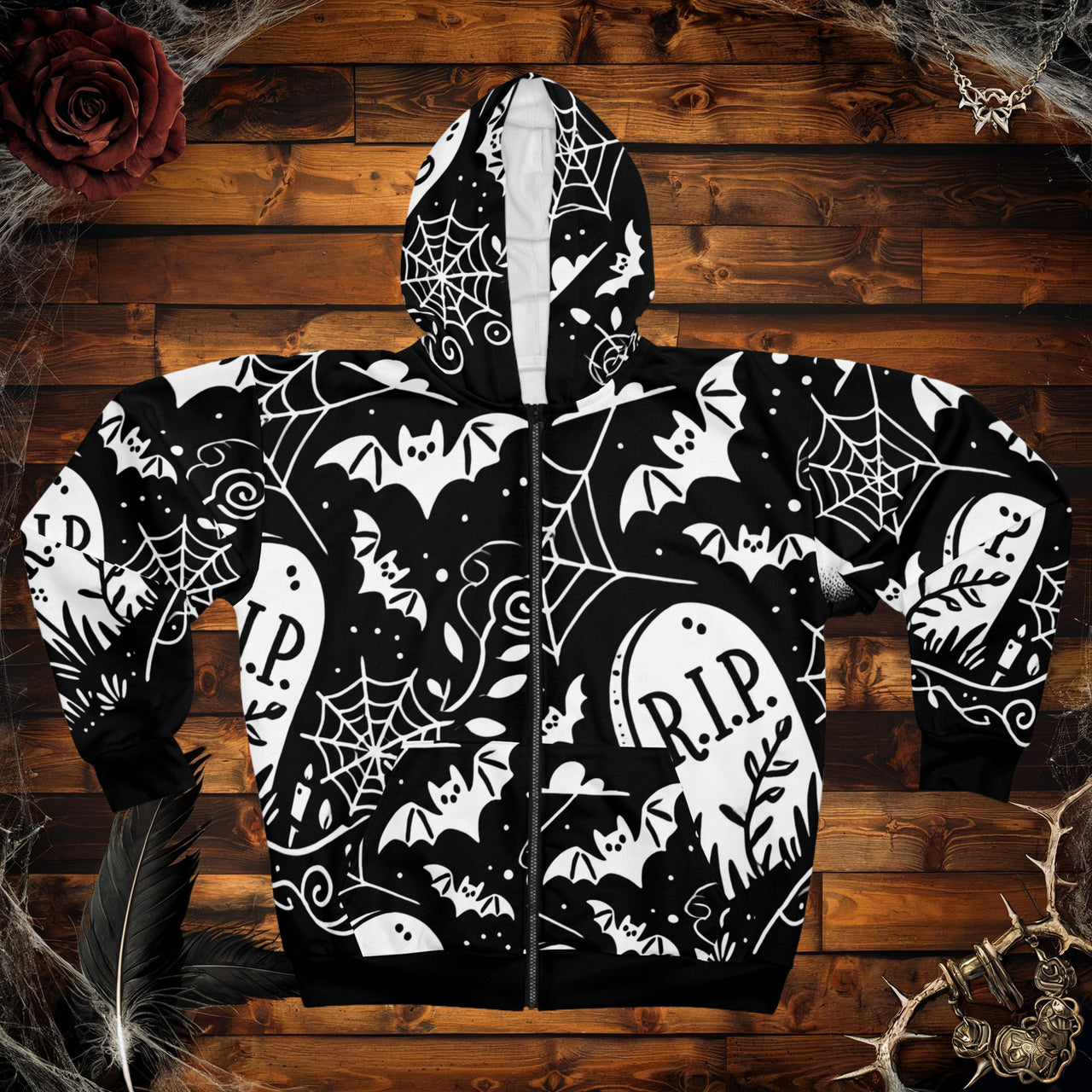 Graveyard Whispers Hoodie (full zip)
