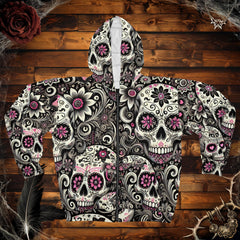 Skull Blossom Hoodie (full zip)