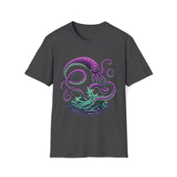 Macabre Threads Dark Heather Eldritch Surge T-Shirt – Deep Sea Monster Gothic Design