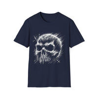 Macabre Threads Navy Doom Sketch – Skull Sketch Shirt