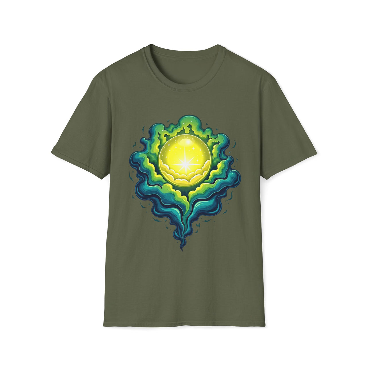 Macabre Threads Orb Glow T-Shirt – Gothic Luminous Orb Graphic Tee