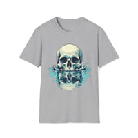 Macabre Threads Sport Grey Waves Reflection Skull Reflection T Shirt – Gothic Water Skull Tee