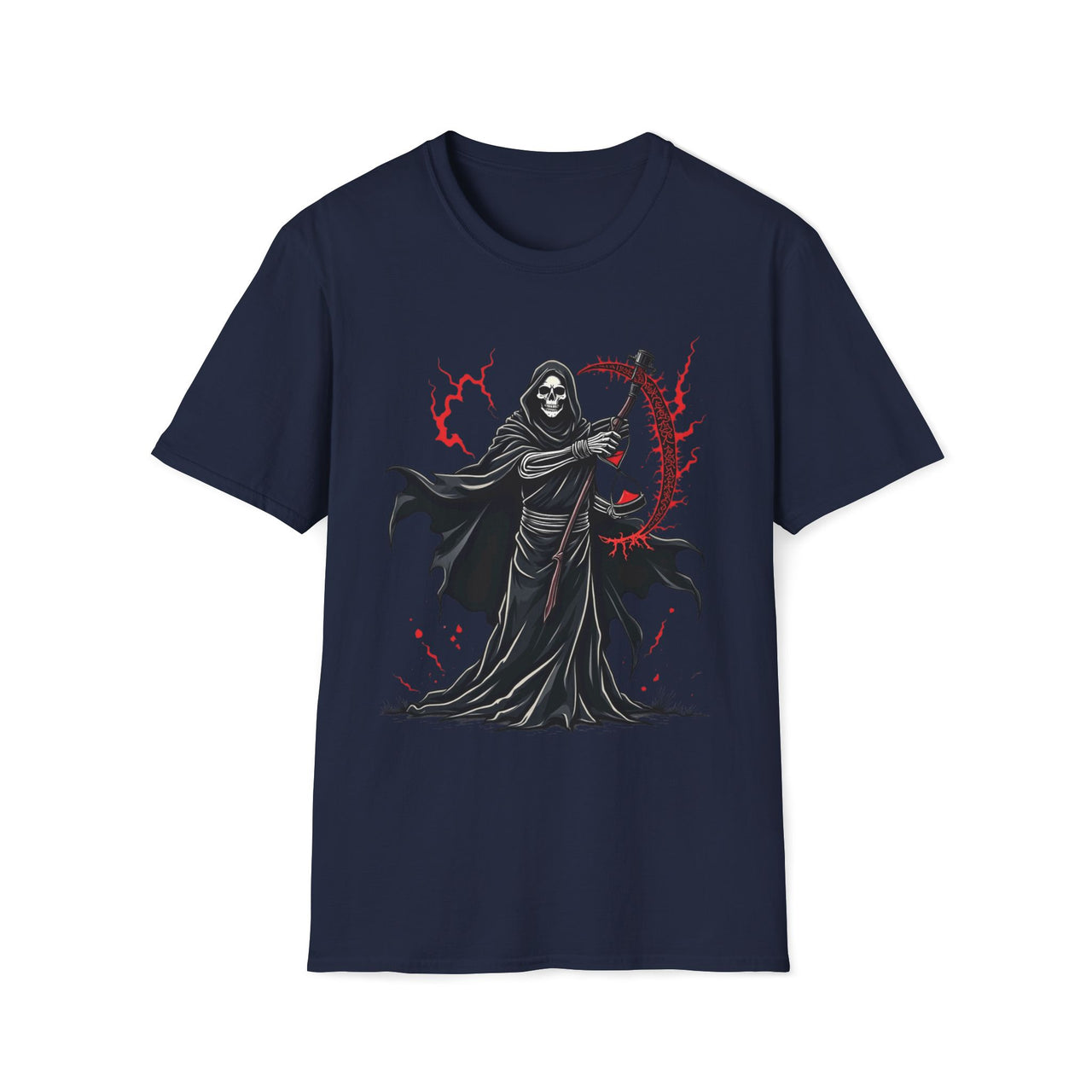 Macabre Threads Navy Reaper Essence – Crimson Scythe T-Shirt