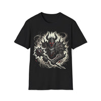 Macabre Threads Black Knight Fury T-Shirt – Gothic Dark Knight with Mace Design
