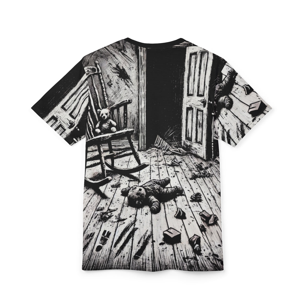 Macabre Threads Doll’s Carnage All-Over Print T-Shirt – Horror Doll Nightmare Tee