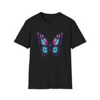 Macabre Threads Black Psychedelic Butterfly T-Shirt – Gothic Neon Butterfly Graphic Tee
