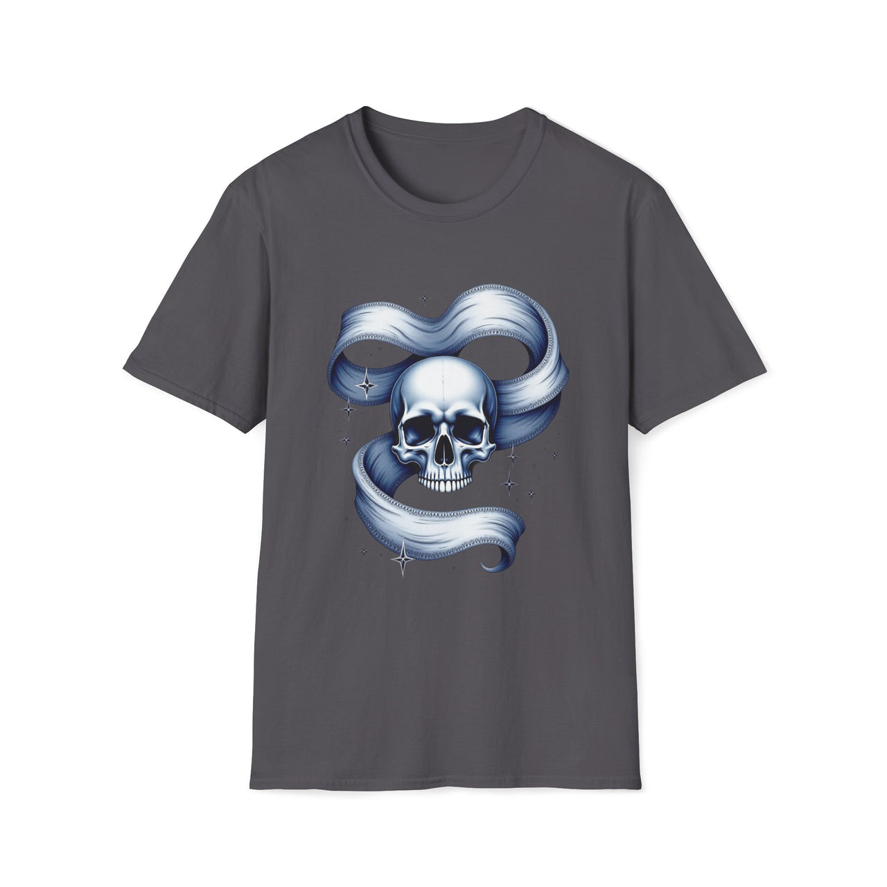 Macabre Threads Charcoal Stellar Skull Galaxy Skull T Shirt – Cosmic Gothic Tee