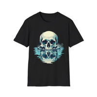 Macabre Threads Black Waves Reflection Skull Reflection T Shirt – Gothic Water Skull Tee