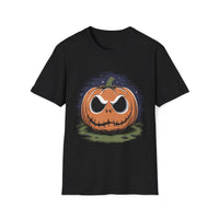 Macabre Threads Black Scary Pumpkin Shirt – Creepy Jack-O’-Lantern Halloween Tee