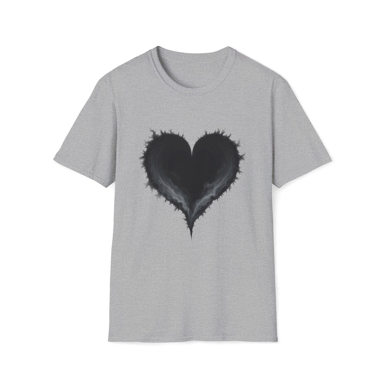 Macabre Threads Sport Grey Vortex Heart T-Shirt – Dark Gothic Smoke Heart Tee