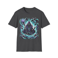 Macabre Threads Dark Heather Spectral Sovereign – Grim Reaper Sorcerer T-Shirt