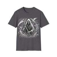 Macabre Threads Charcoal Soul Harvester – Grim Reaper Spirit T-Shirt