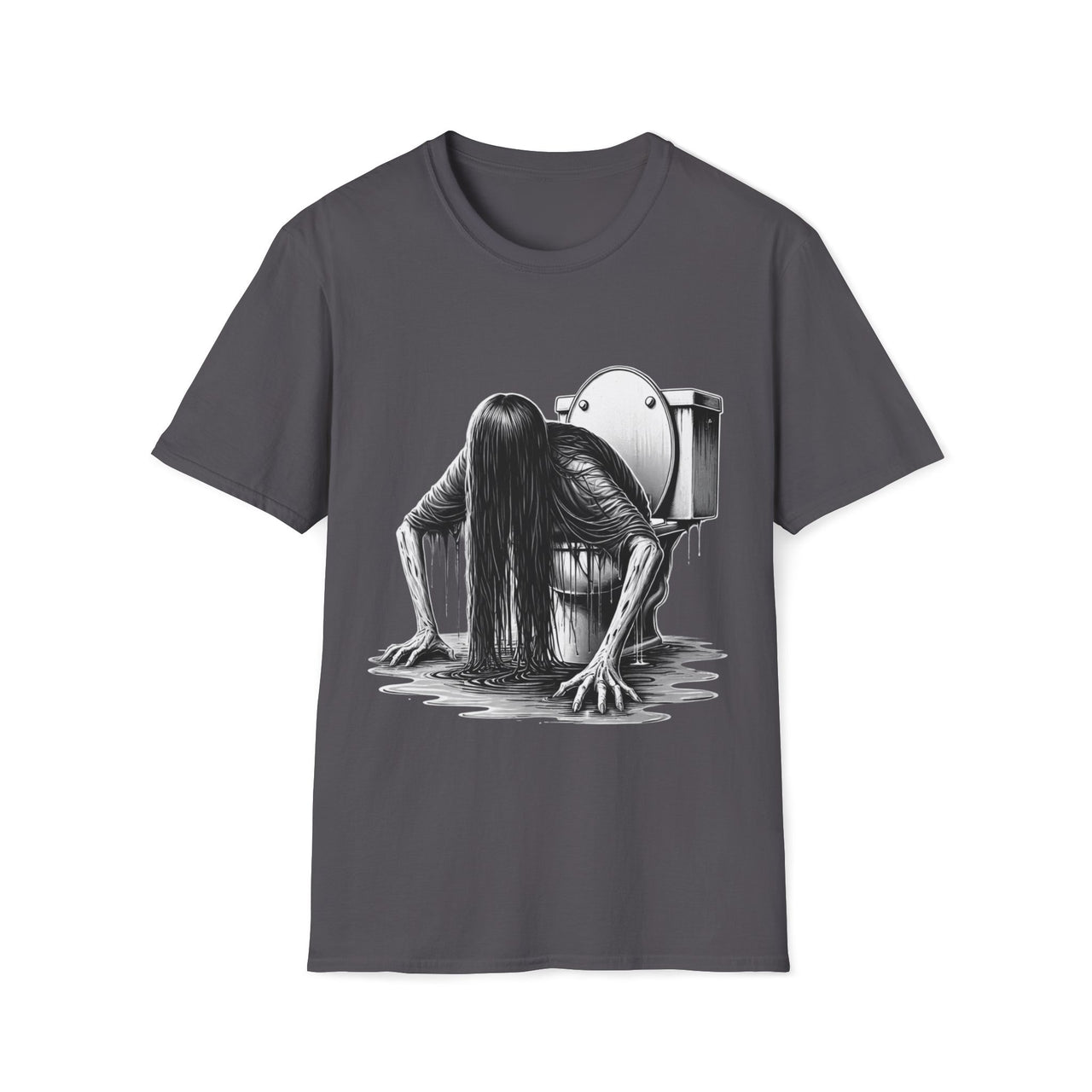 Macabre Threads Charcoal Toilet Terror T-Shirt | Gothic Bathroom Horror Tee