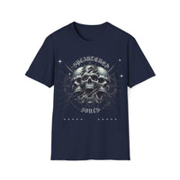 Macabre Threads Navy Splintered Souls Skull Graphic Tee – Cracked Gothic Skull T-Shirt