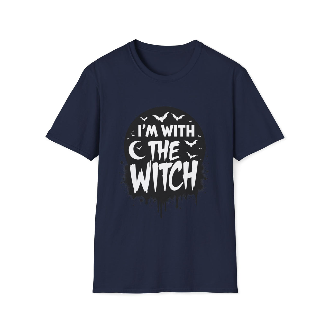 Macabre Threads Navy Witch Vibes T-Shirt – I’m With the Witch Gothic Tee