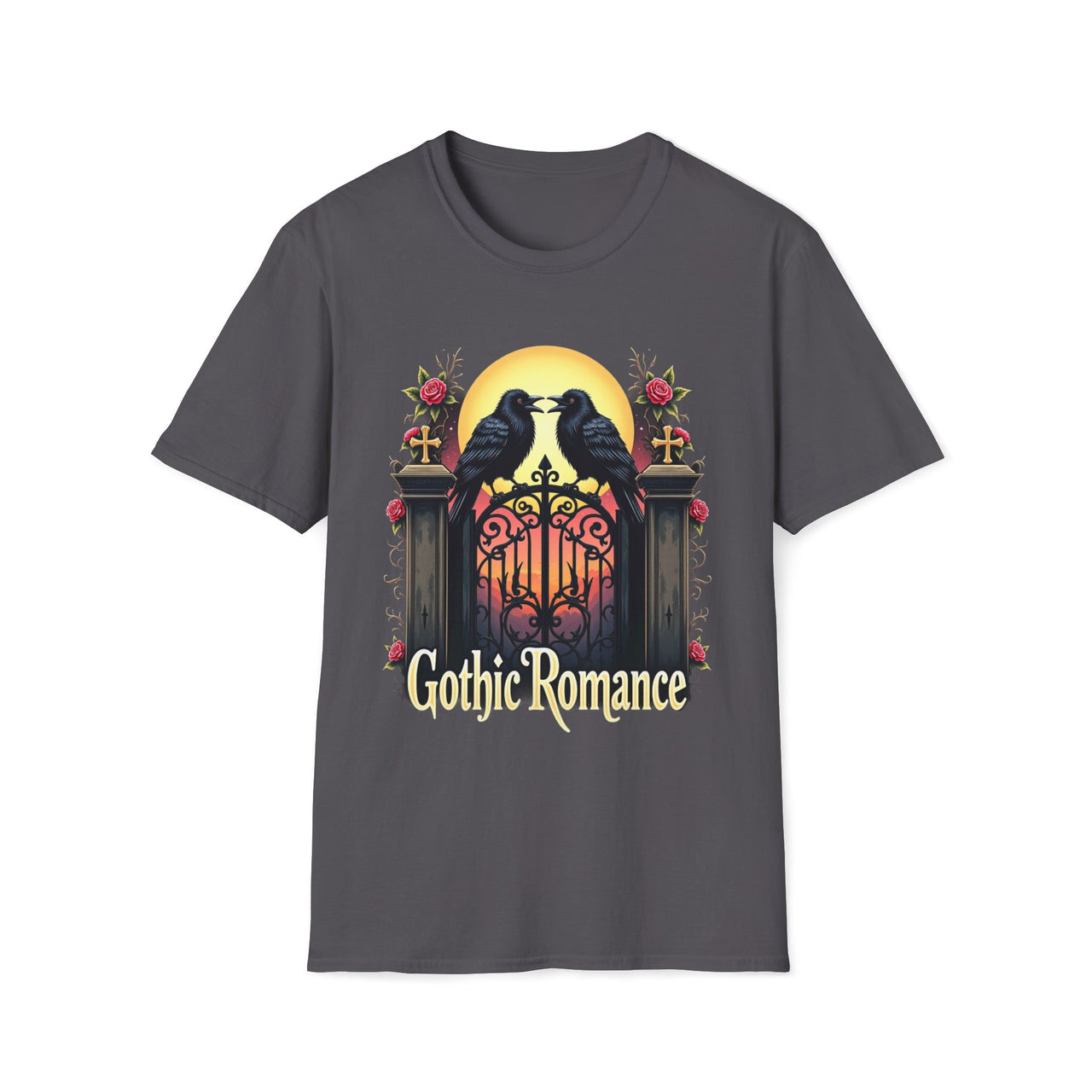 Macabre Threads Charcoal Gothic Ravens T-Shirt – Dark Romance Crow Tee