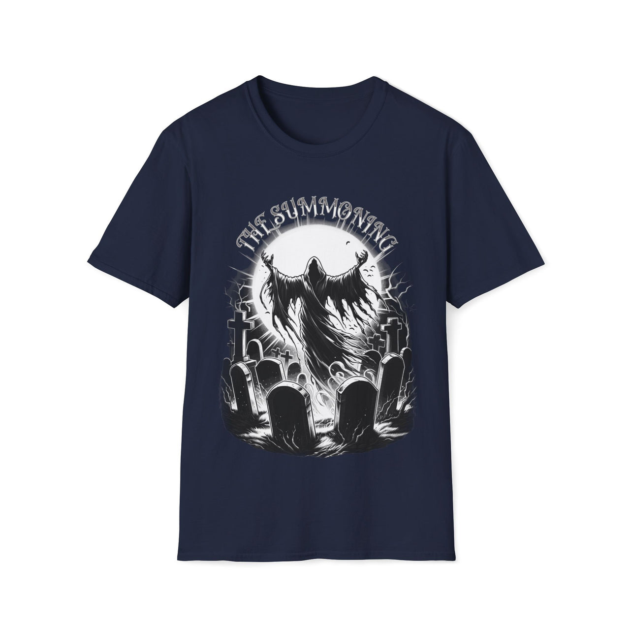 Macabre Threads Navy The Summoning – Grim Reaper Graveyard T-Shirt