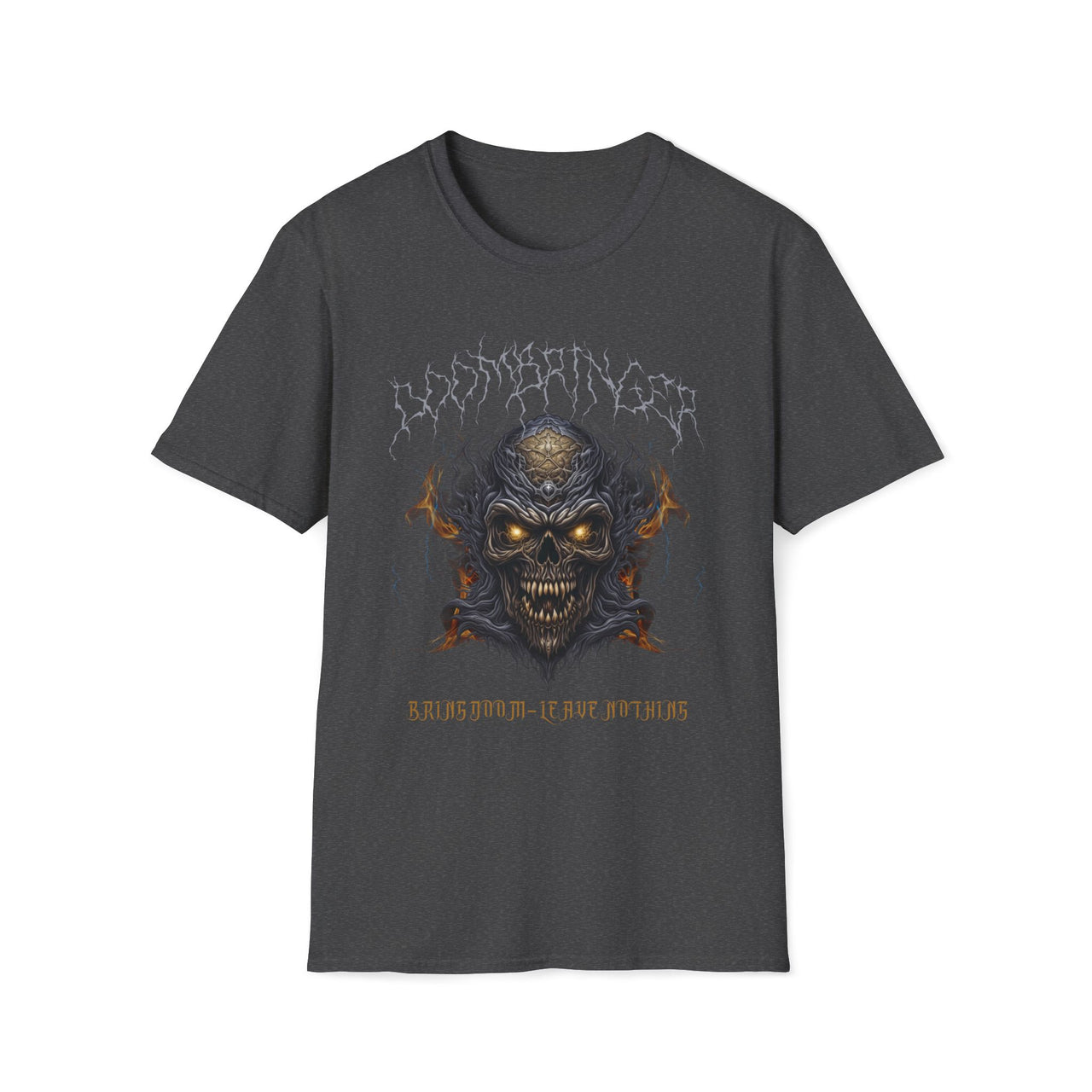 Macabre Threads Dark Heather Doombringer T-Shirt – Brutal Skull Metal Graphic