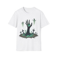 Macabre Threads White Grave Surge - Gothic Resurrection T-Shirt