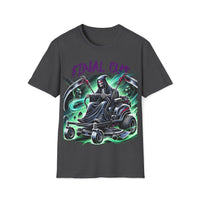 Macabre Threads Dark Heather Final Cut – Grim Reaper Lawn Mower T-Shirt