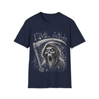 Macabre Threads Navy Final Call – Chaotic Sketch Reaper Tee