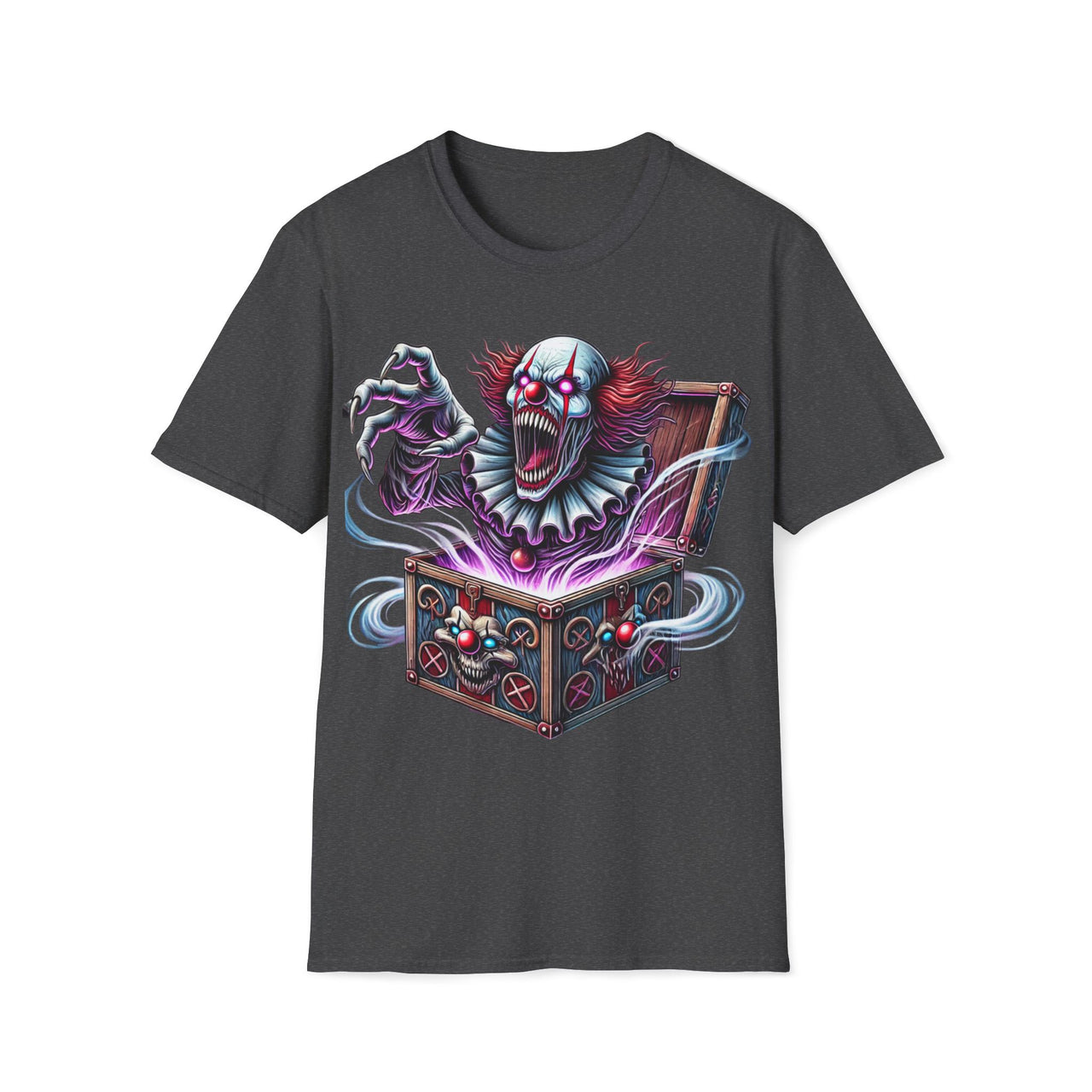Macabre Threads Dark Heather Nightmare-In-The-Box - Evil Clown Tee