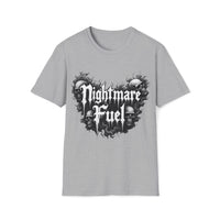 Macabre Threads Sport Grey Nightmare Fuel T-Shirt – Gothic Skull Graphic Tee