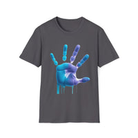Macabre Threads Charcoal Liquid Impression T-Shirt – Dripping Robotic Handprint Tee