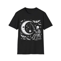 Macabre Threads Black Starlight Catch T-Shirt – Whimsical Gothic Skeleton Design