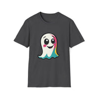 Macabre Threads Dark Heather Pop Ghost T-Shirt – Cute Colorful Ghost Tee