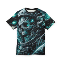Macabre Threads Black stitching Stellar Doom All-Over Print T-Shirt – Galactic Reaper Eclipse Tee