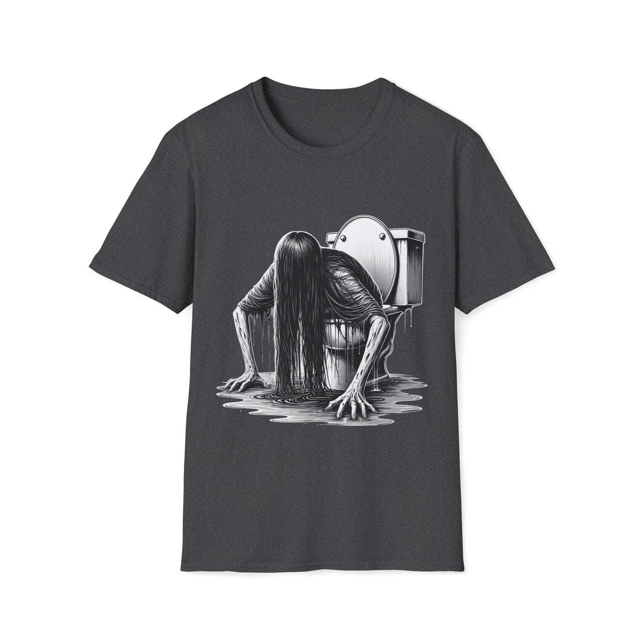 Macabre Threads Dark Heather Toilet Terror T-Shirt | Gothic Bathroom Horror Tee