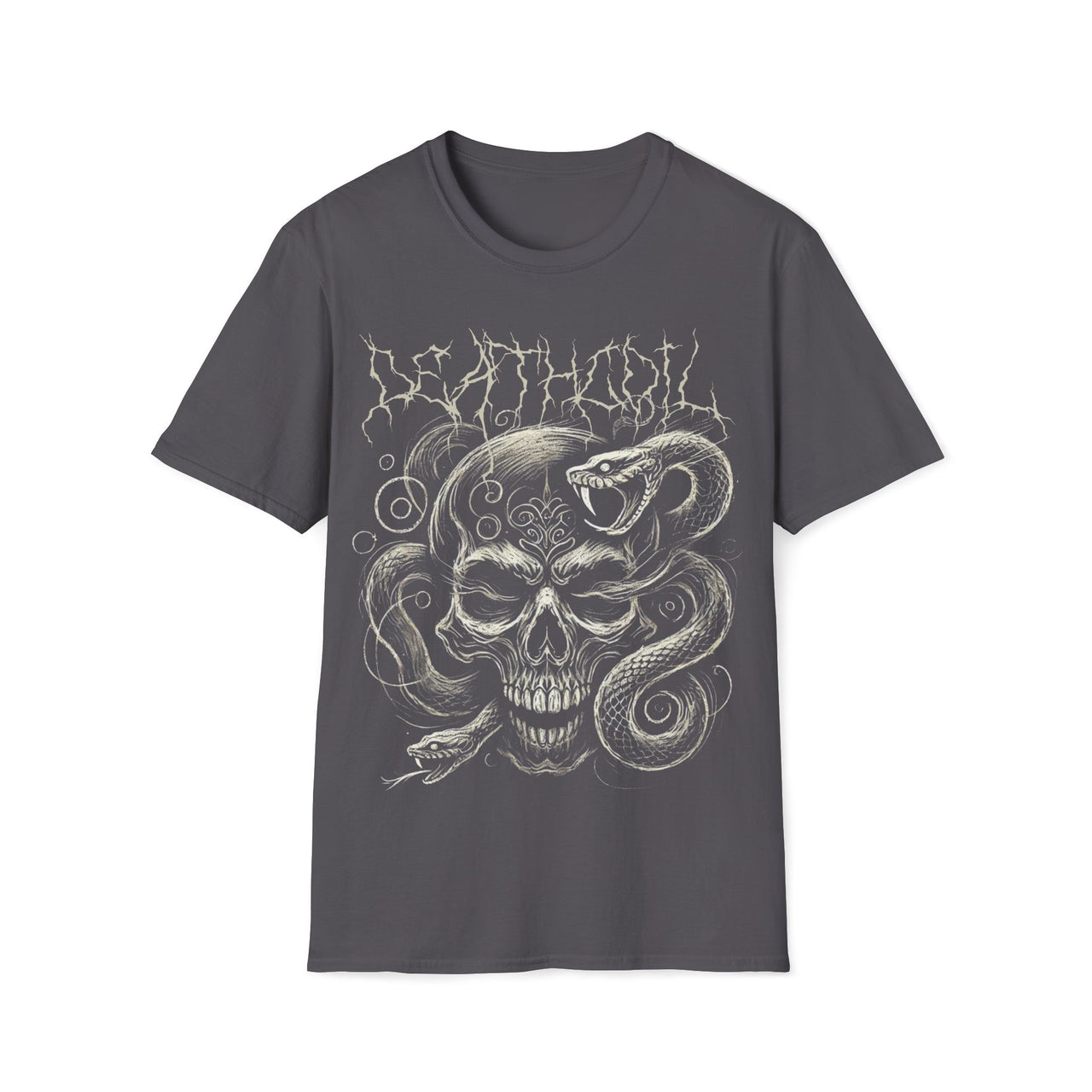 Macabre Threads Charcoal Deathcoil – Skull Snake Shirt