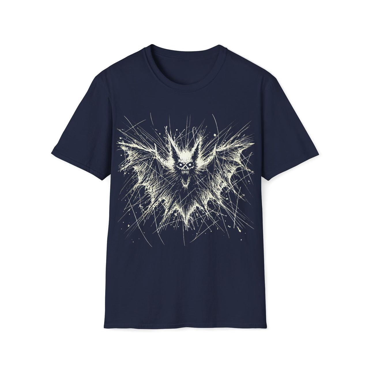 Macabre Threads Navy Nightmare Flight T-Shirt – Screaming Bat Horror Tee