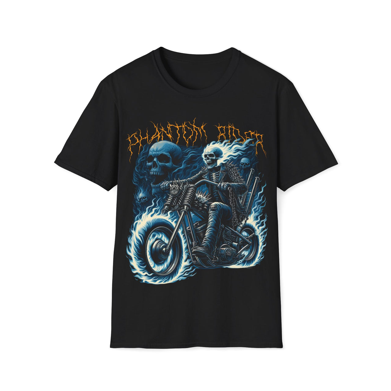 Macabre Threads Black Phantom Rider – Skeleton Motorcycle Shirt